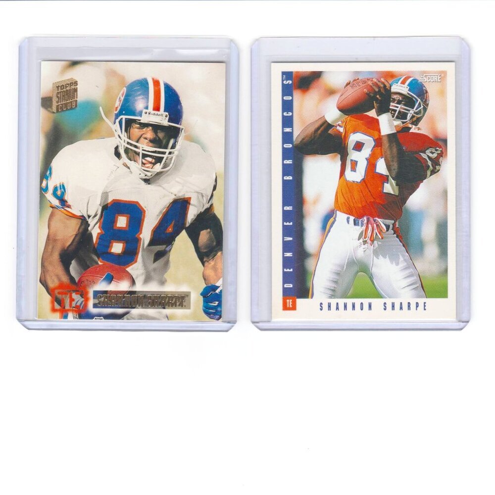 Shannon Sharpe 2 Card Lot 1993 & 1994 Topps Stadium Club Denver Broncos HOF!!